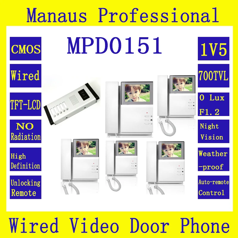 Внутренняя система связи дверной звонок контроля доступа 4 3 дюймовый цветной TFT