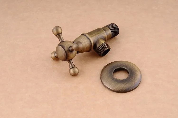 Запчасти для смесителей Водопроводные краны 1/2 "x 1/2" античная латунь Ванная комната угол остановить Клапан холодной и горячей заполнения