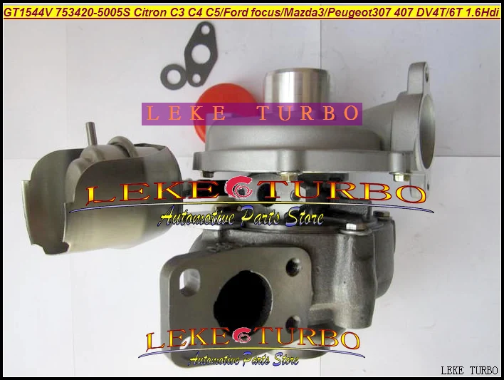 GT1544V 753420-5005S 753420 Turbocharger For Citroen C3 C4 C5 FORD C-Max Focus Mazda3 Peugeot 307 407 S40 V50 DV4T DV6T 1.6L Hdi (3)