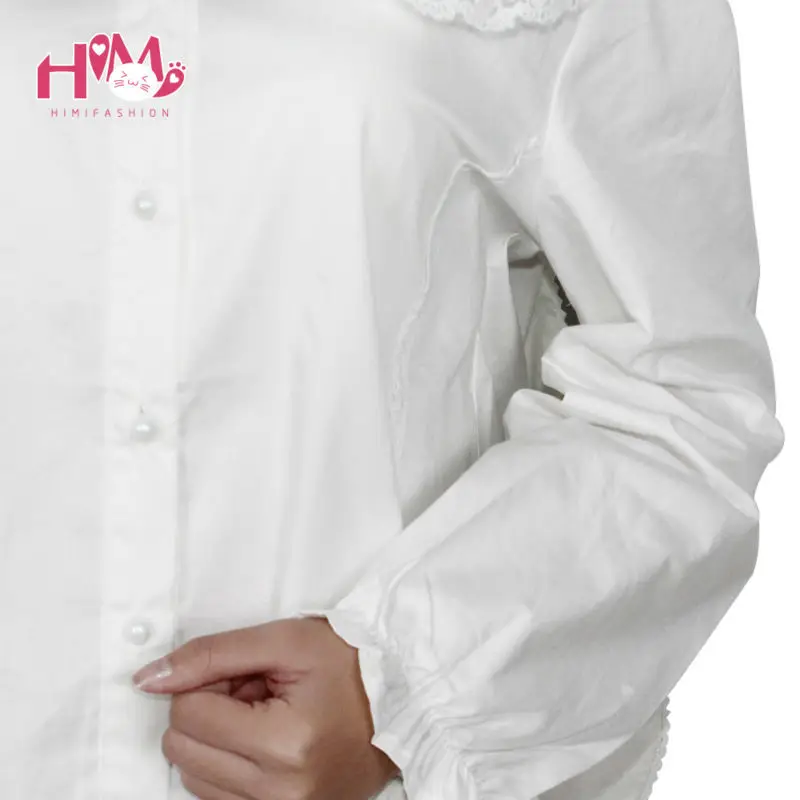 Bunny peter collar white blouse lolita shirt soft sister cosplay cute tops women summer cotton shirts white free shipping (8)