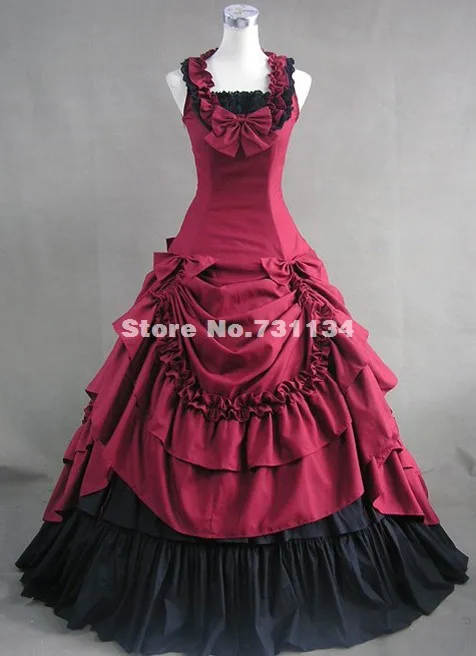 В продаже костюм для Хэллоуина для женщин красное викторианское бальное платье для взрослых Южная Белль костюмы хлопок готика Лолита платье