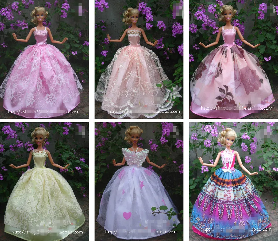 20 шт. кукольные Платья, платье ручной работы, Одежда для куклы Барби,, разные цвета