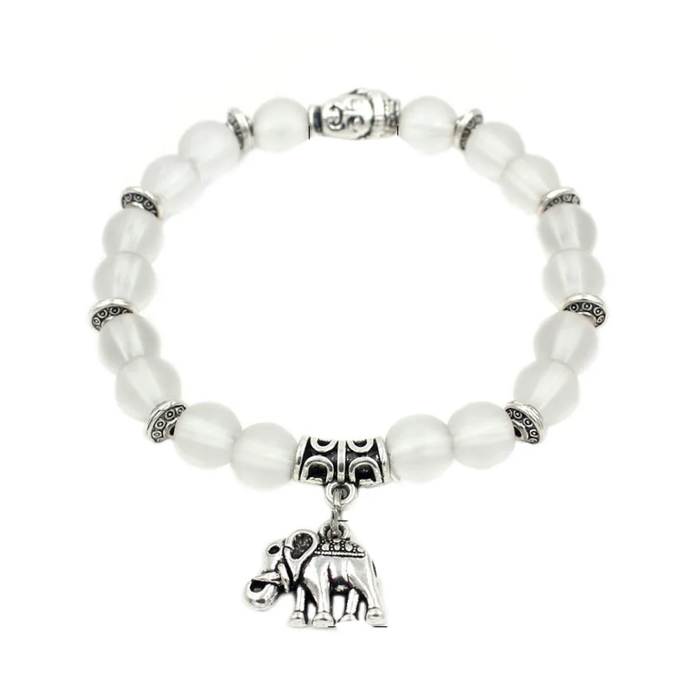Fashion Matting Natural Crystal Bracelets Stretch Elephant Bracelet for