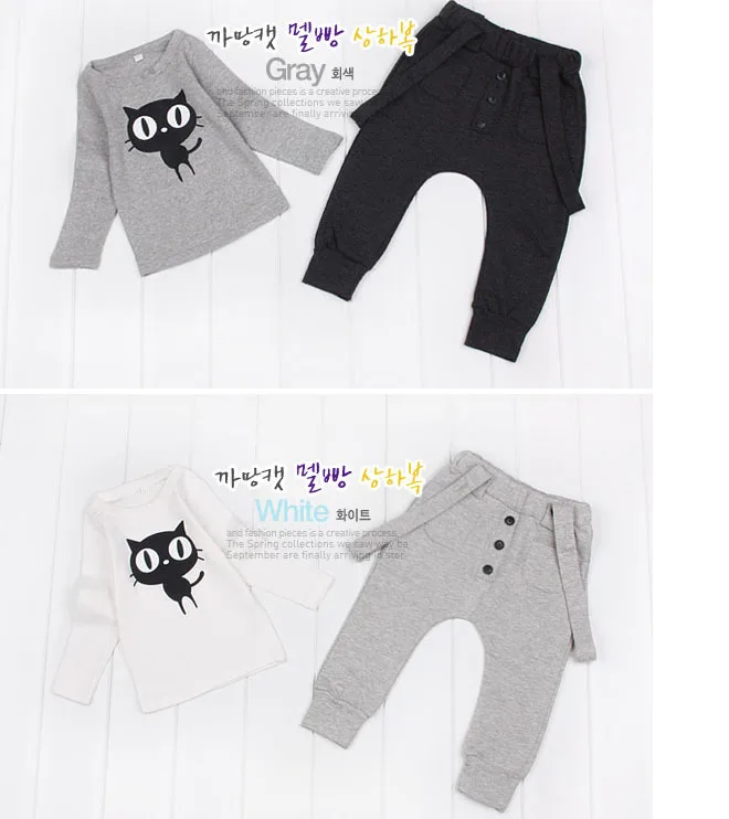 Hooyi/комплекты одежды для мальчиков; Детские футболки; комбинезоны; штаны; костюм; футболка с изображением кошки брюки-комбинезоны; комплекты одежды для девочек