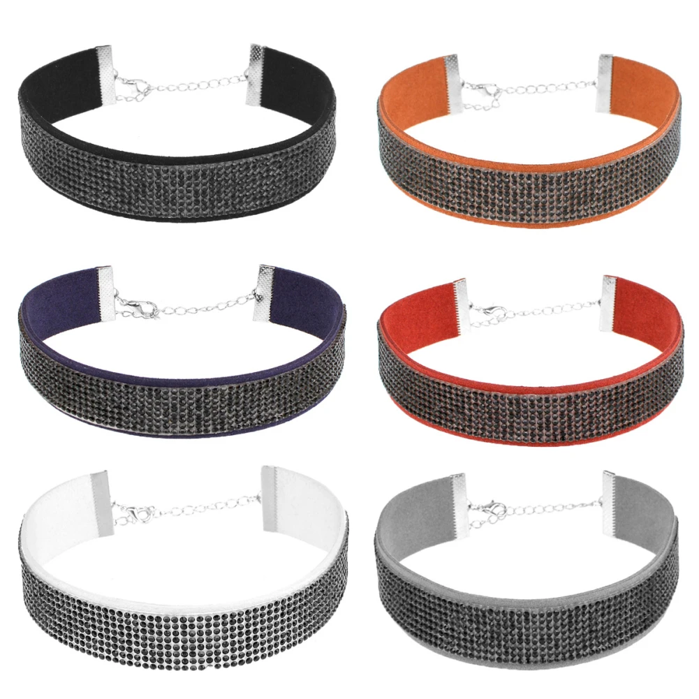Панк горный хрусталь бархат choker ожерелье ворота коктейль ювелирные изделия шарм