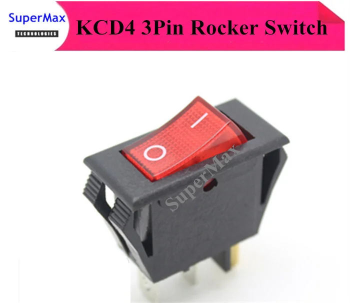 10piecs KCD4 XW 604CA1 T85 red AC swicths 3 pin ON OFF with light