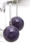 Большой 16 мм круглой формы Природный Фиолетовый Кристалл бусы 18 "Колье-nec5506