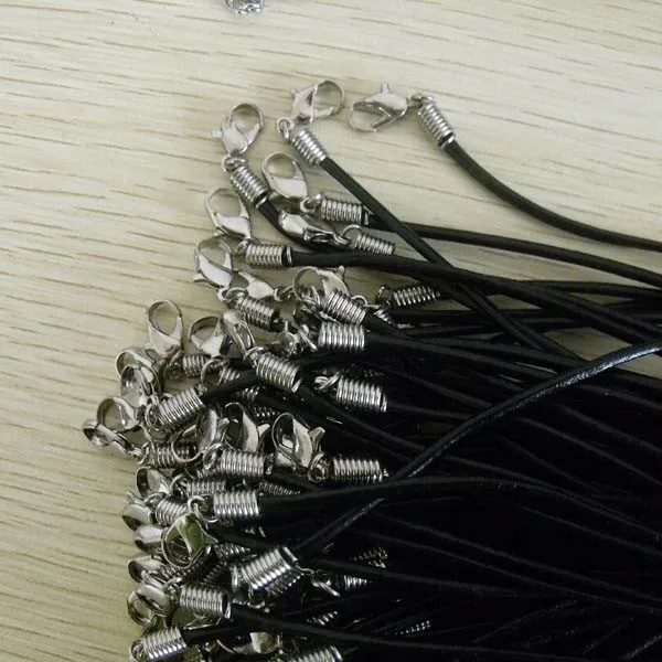 100 шт. черный из натуральной кожи Цепочки и ожерелья шнура 460x2 мм 1f010