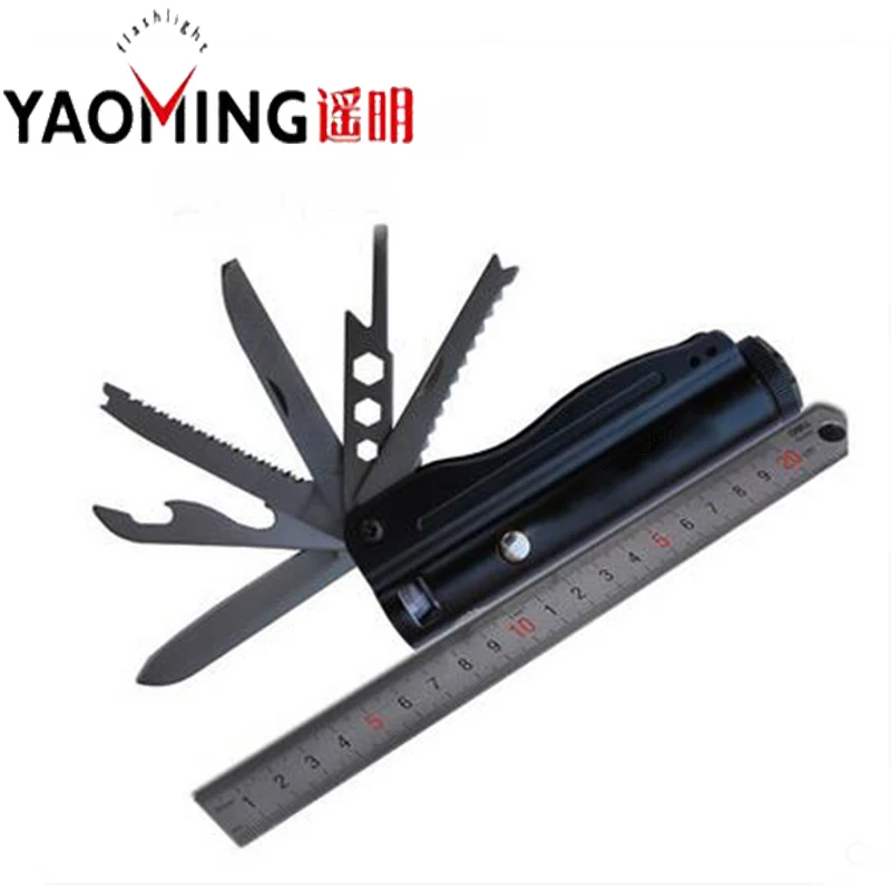 2016 Multi function cree led flashlight tactical outdoor survival knife light self defense torch