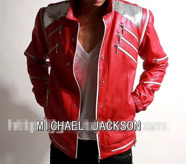 HOT Punk Red Zipper Michael Jackson MJ Beat It Casual Tailor Made America Fashion  Style Jacket Outwear Imitation