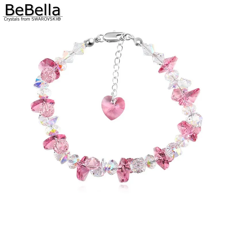 BeBella сердце очарование Кристалл бисер браслет с кристаллами от Swarovski для женщин девушки любовника модные ювелирные изделия подарок
