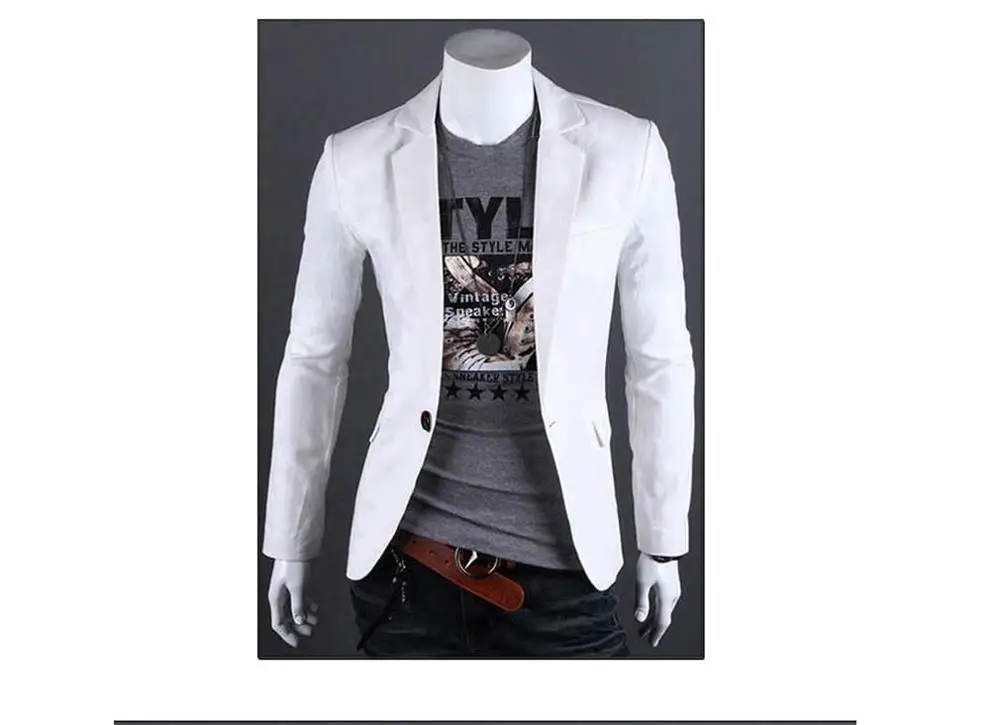 Новое Прибытие Blazer Мужчин Одна Кнопка Костюм Куртки мужские Случайные Пиджаки Твердые Тонкий Работа Пальто Осень Верхняя Одежда - Цвет: Бежевый