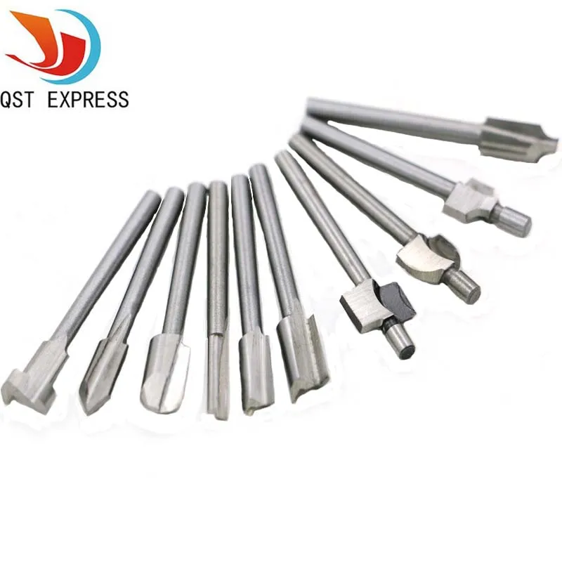 10pcs 1/8" 3mm Shank Mini HSS Router Bits Fits Dremel Foredom Rotary