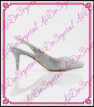 Aidocrystal 2016 sommer handmade sexy silber kristall niedrigen ferse hochzeit schuhe mode kätzchen ferse schuhe frauen