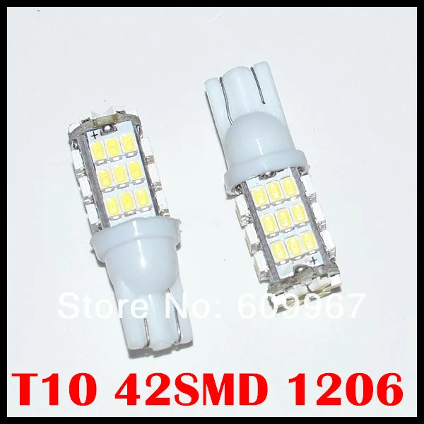 50 шт./лот Автомобильные led SMD лампа T10 42smd 1206 led W5W t10 42led SMD W5W 168 клин инструменты для дверцы боковая лампа