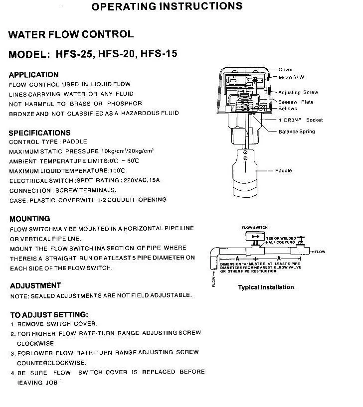 HFS-25(")/HFS-20(3/4")/HFS-15(1/") целевой Тип расходомер переключатель потока Регулятор потока воды переключатель