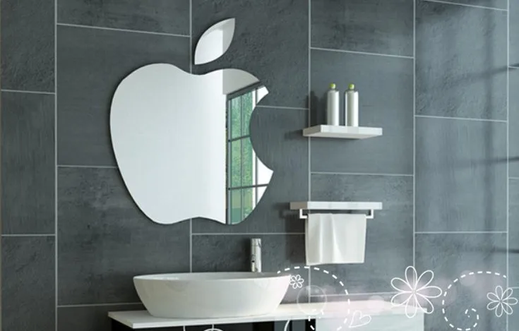 Meya яблоко акриловая настенное зеркало, Apple Форма зеркало наклейка & фрески