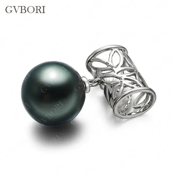 GVBORI Таити Черный подвеска с жемчужиной+ 925 пробы Серебряная цепочка necklacefashion Стиль ювелирные украшения ShippingPP142LS