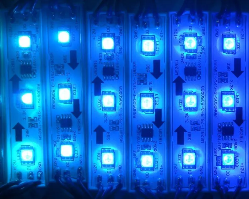 Светодиодный цифровой модуль, ws2811ic 5050 3leds; DC12V вход, водонепроницаемый, 20 штук строку; 256 серого