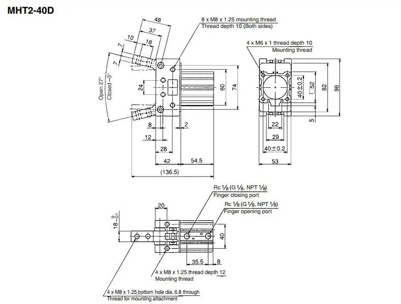 B& N Тип Переключить Тип воздуха захват mht2-40d(mht240d