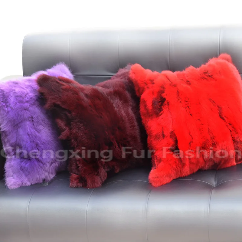 

Free Shipping CX-D-17B 50X50CM Fashion Rabbit Fur Natural Brown Patchwork Bed Pillow Cover~ DROP SHIPPING