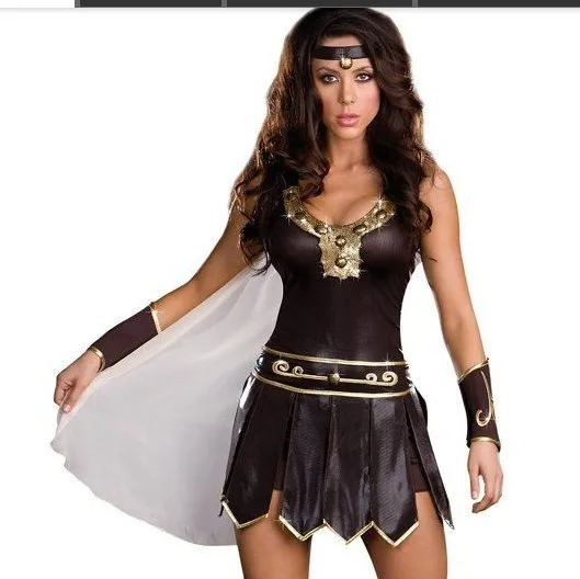 Free shipping brown sexy warrior costume,women halloween costumes GLB5233