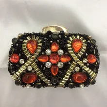 8671BR Black & Red Perlen Stickerei Lady fashion Hochzeit Braut kupplung abendtasche handtasche box fall IN KOSTENLOSER VERSAND