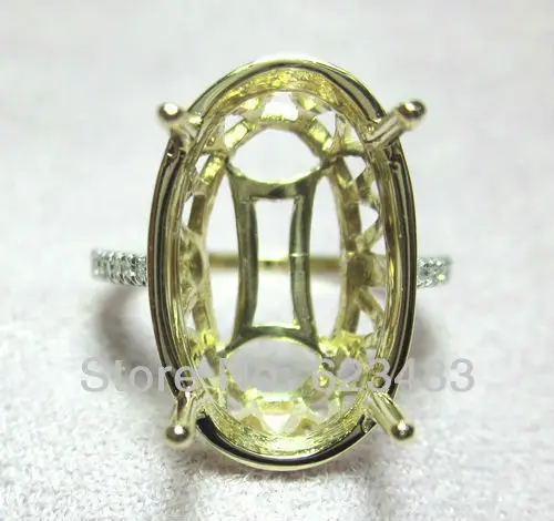 Jewellery овальным вырезом 10x14 мм Solid 14 К Белое золото Желтое золото натуральный Бриллиант Полу-гора кольцо