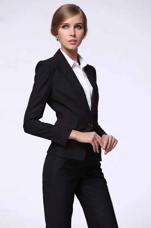 2016 New Arrival Custom made Black Women Business Suits Formal Office ...