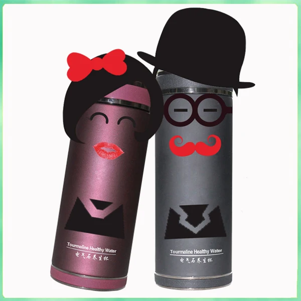Healthy Tourmaline Alkaline Mineral Magnetic Wattle Bottle Couple Water Flask |