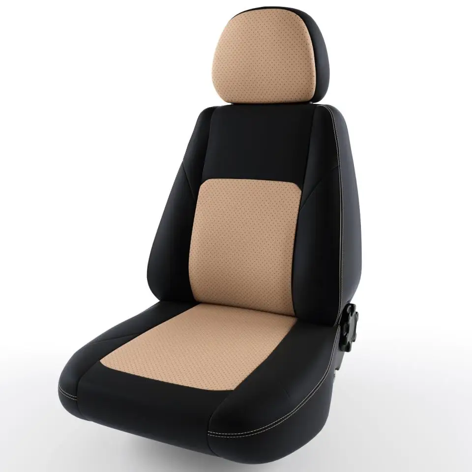 BlackBeige Модельные авточехлы для Lada Vesta СЕДАН(Модель Турин Экокожа - Название цвета: BlackBeige