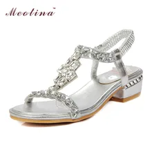 Meotina Femmes Sandales À Bout Ouvert Mi Talons Strass Sandales Chaussures Femmes Parti Chaussures De Mariée Mariage De Luxe Sandales Dieu Taille 34-43