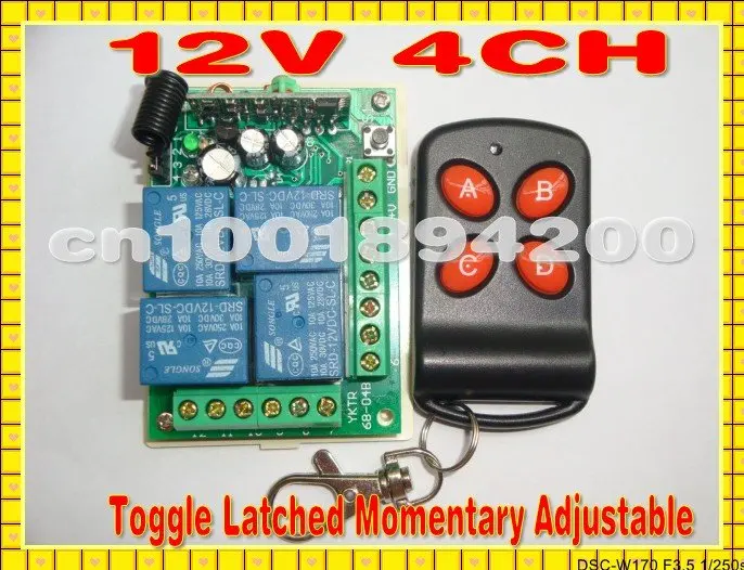 4ch DC12V Беспроводной Дистанционное управление переключатель Системы приемника и передатчика Мгновенный Переключить запертое Мощность