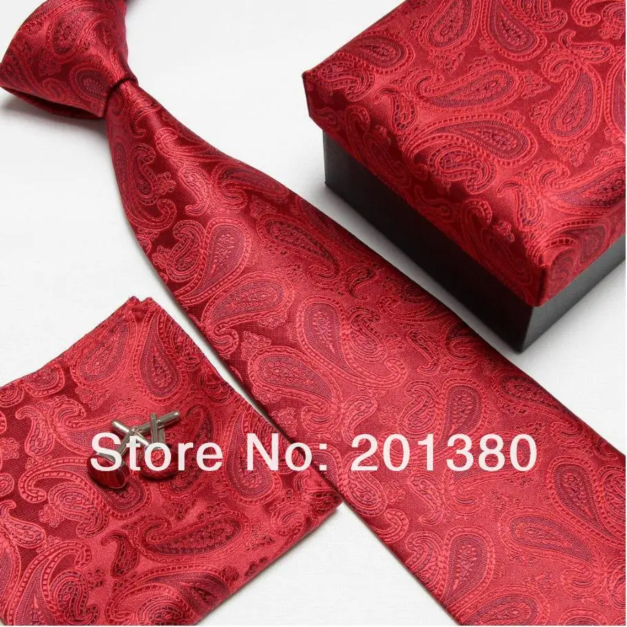 Полосатый набор галстуков галстуки Запонки hanky высокого качества галстуки Запонки карманные квадратные не-Тряпичные носовые платки#8