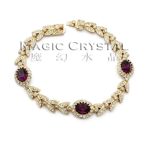 Moonrocy, Модная бижутерия оптом Розовое золото Цвет австрийский браслет из пурпурных кристаллов для женщин подарок