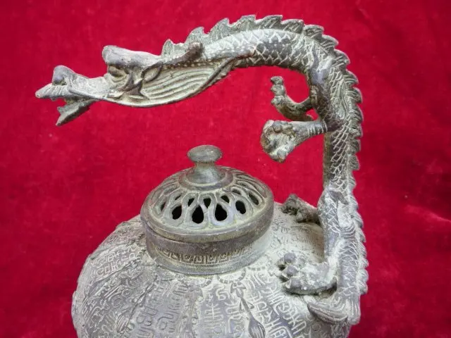 Коллекционная династия Мин (xuan de1426-1438) бронзовый дракон ладан \ курильщик, украшение, бесплатная доставка