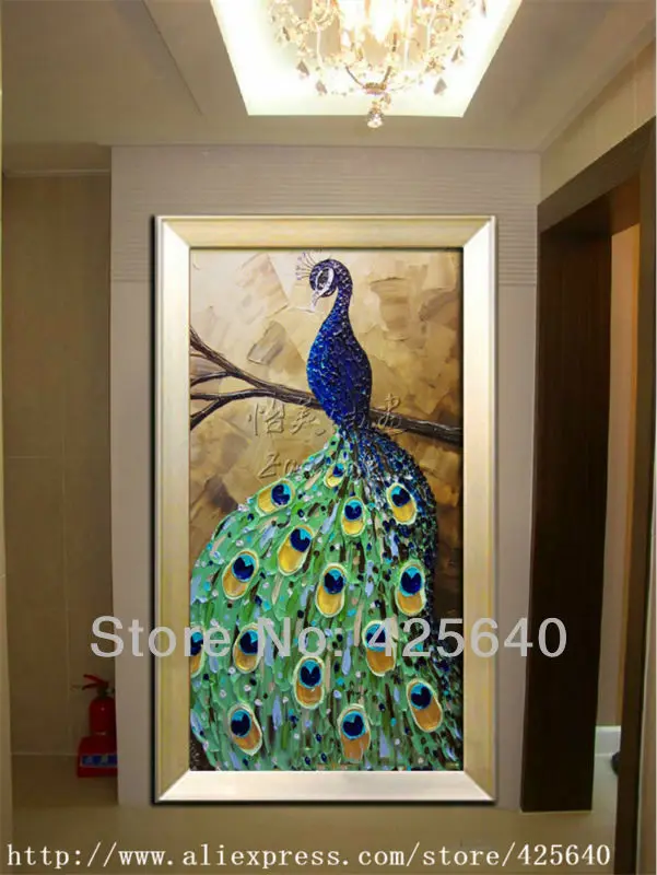 Pavo Real Pintura Al Oleo Sobre Lienzo Pared Cuadros Pintura Para Sala De Arte De La Pared Decoraciones De Pavo Real Para El Hogar Verde 3 Peacock Oil Painting Oil Paintingpaintings On Canvas
