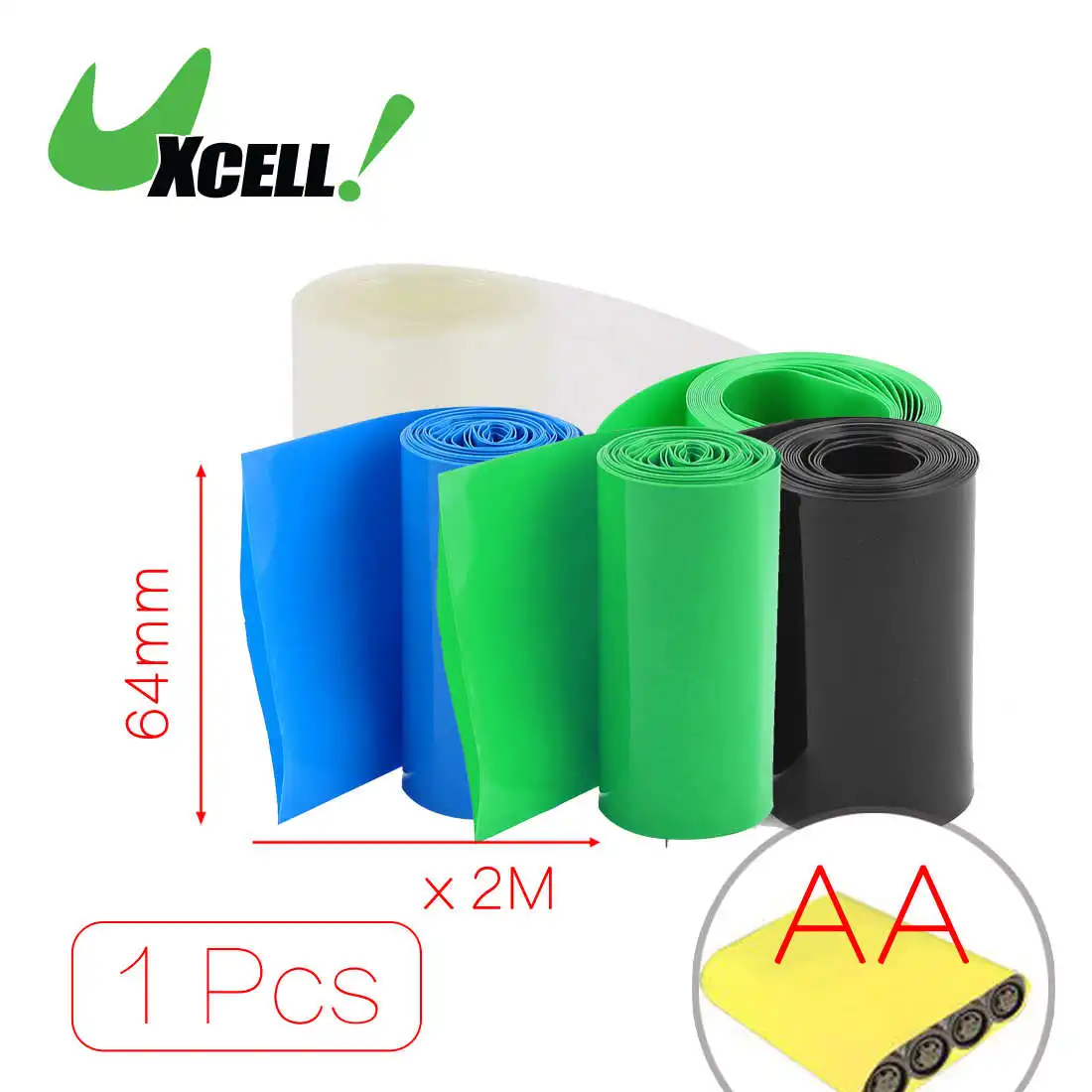 sourcing map 10Meter 64mm Width PVC Heat Shrink Wrap Tube Clear for AA Battery Pack