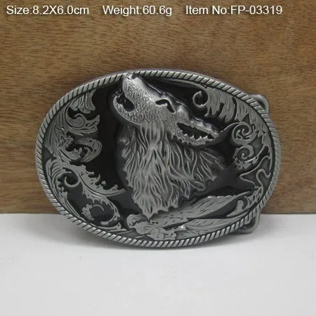 Пряжка ремня Bullzine Wolf с отделкой оловянки FP-03319 с постоянный запас подходит для пояса шириной 4 см