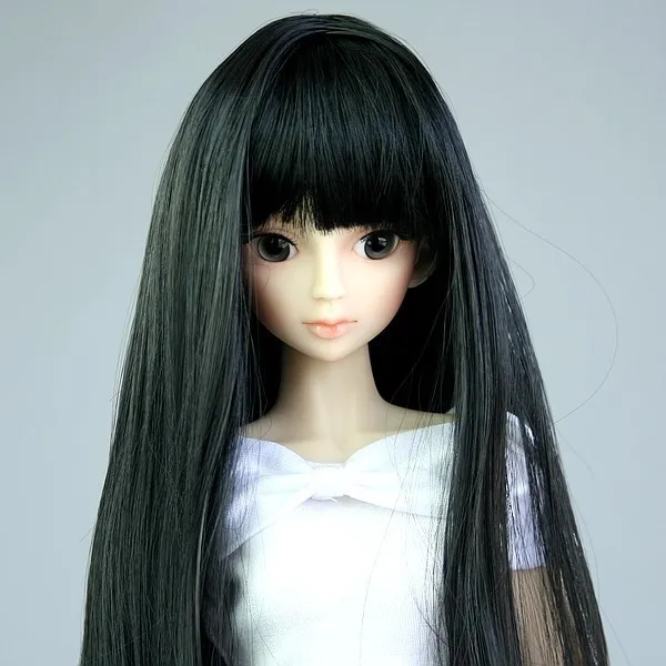 [Wamami] T02-11# черный аккуратный взрыва прямой длинный парик 1/3 СД DOD DZ BJD Dollfie 8-9"