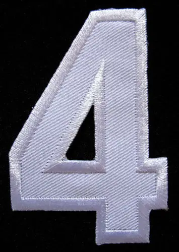 Номер четыре № 4#4 Белый Вышитые утюг на патч