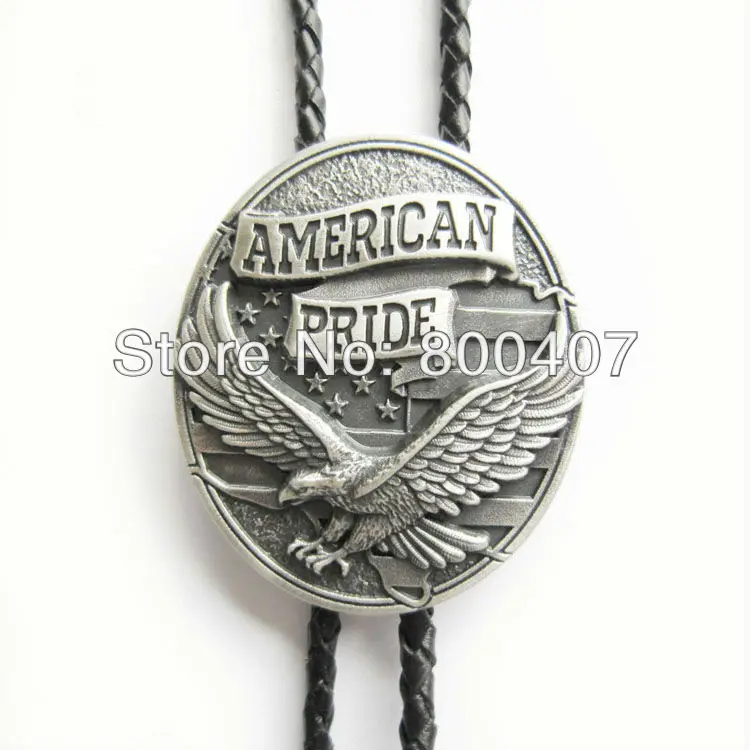 New Silver Plating Western Eagle Flag Bolo Tie