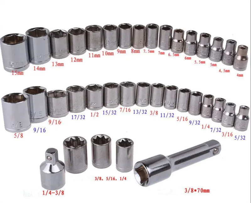 38 Sets of Ratchet Socket Wrench Ratchet Handle Spanners Combination Tool Repair Auto Repair Kit Ferramentas Manuais