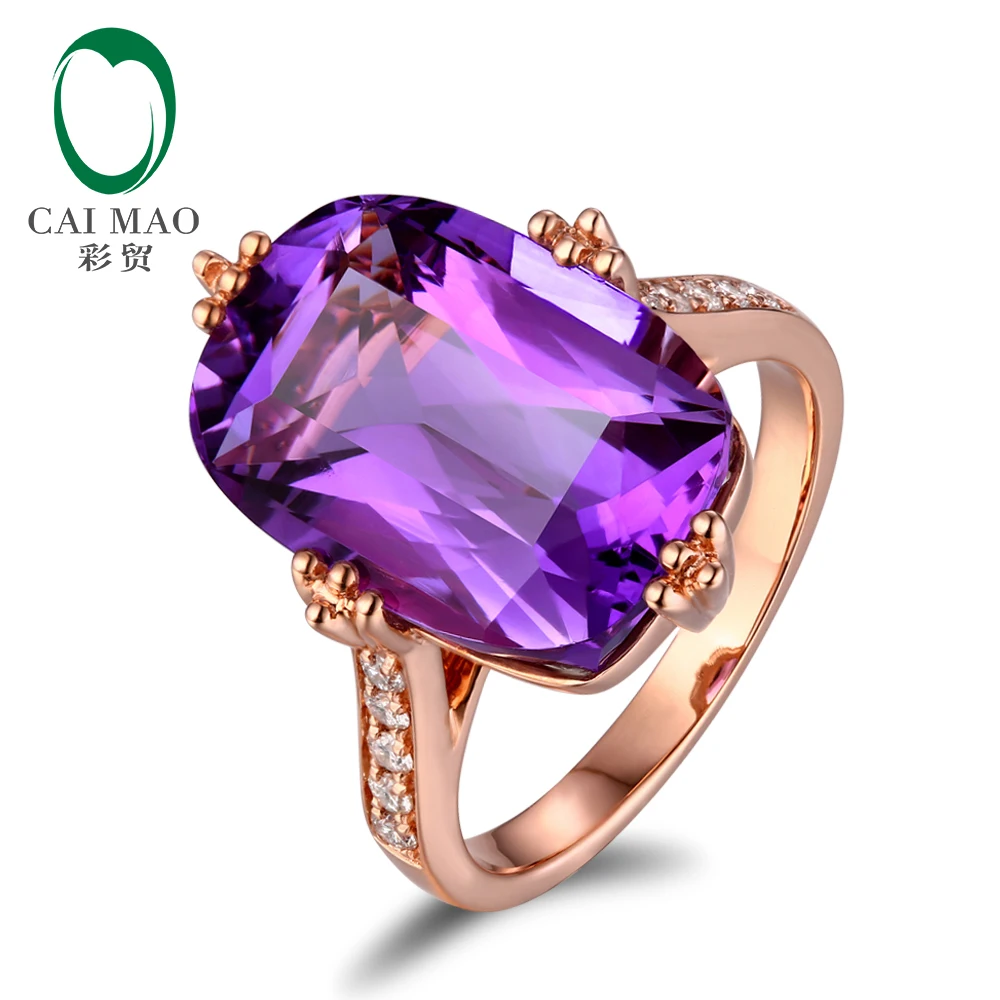 Бесплатная доставка 14KT/585 розовое золото 9.85ct натуральный аметист 0.2ct круглая