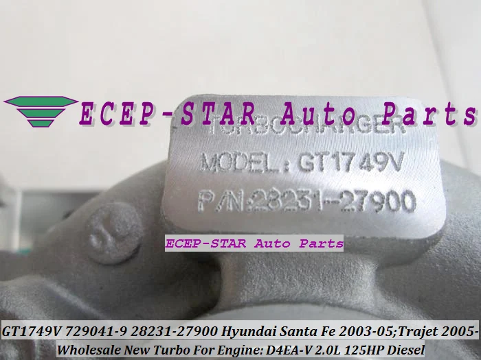 GT1749V 729041-5009 S 28231-27900 729041-0009 турбо Турбокомпрессор Для Hyundai Trajet 2002-Santa Fe CRDI 2003-05 D4EA-V Euro3 2.0L