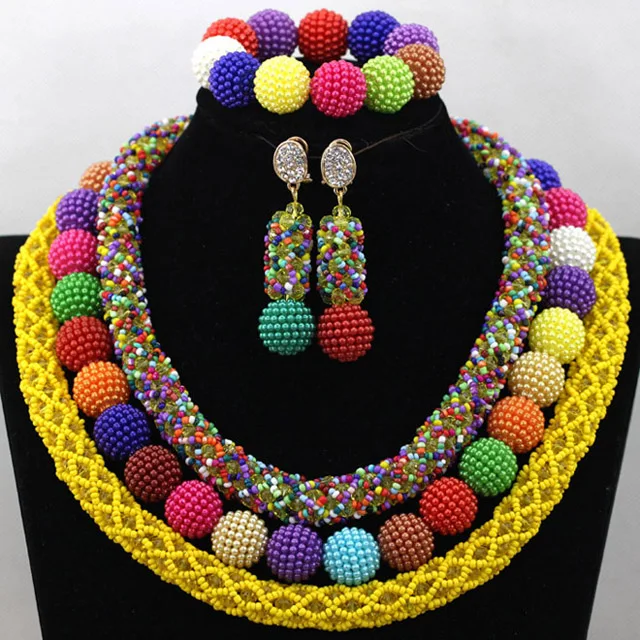 Awesome Nigerian Wedding Beads Teal Crystal Jewelry Set Black Seed Beads Queen Lady Party Jewelry Set Free shipping WA957 - Окраска металла: H