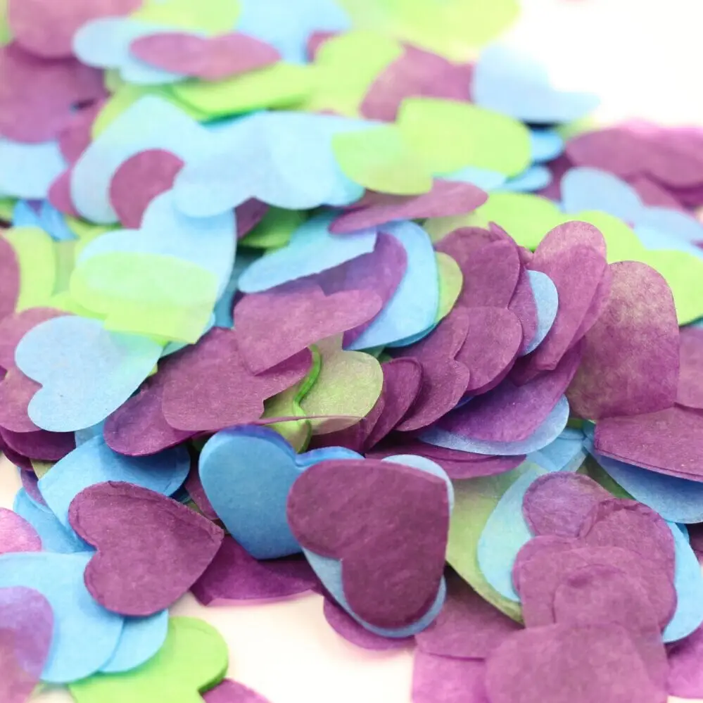 10g/bag Green Blue and Purple heart confetti, wedding confetti, shower