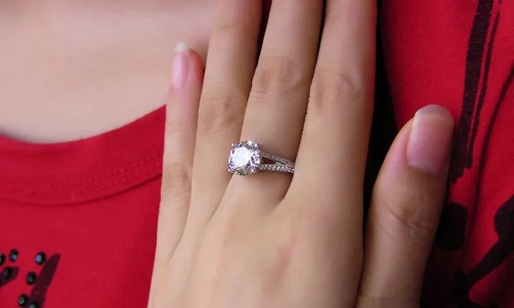 Аутентичное Moissanite проверьте Настоящее Белое золото кольцо 3CT Moissanite бриллиантовое кольцо сердца и стрелы 18 K Женское Обручальное кольцо невесты