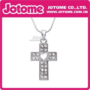 

100pcs/lot Hollow Cross Heart Alloy Rhinestone Charm Pendant Christian Catholic Jewelry