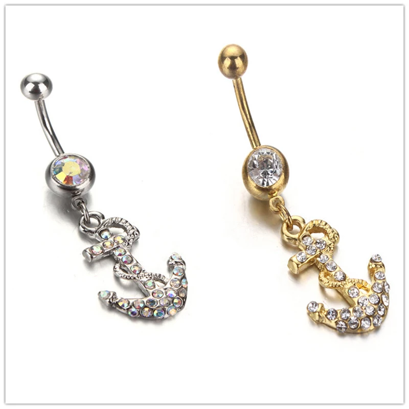 OMENG Attractive Anchors Dangle Belly Button Rings Body Piercing Gold Sexy Navel rings Free